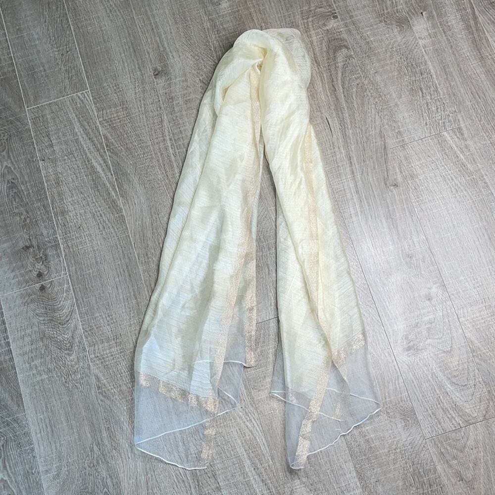 INC INTERNATIONAL CONCEPTS Ivory Sheer Shimmer Scarf Wrap - Picture 7 of 7